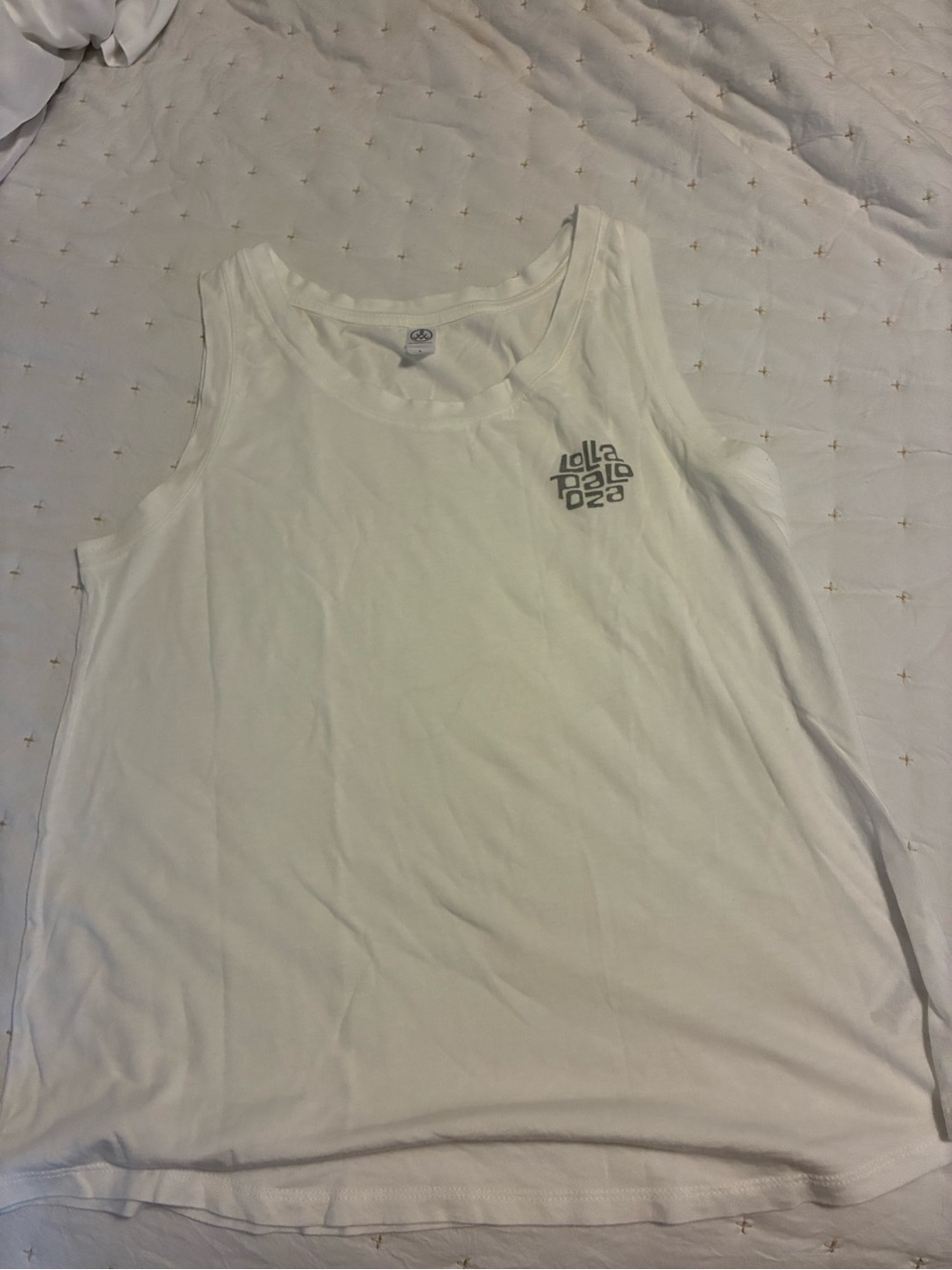 Lollapalooza Alternative White Crewneck T-Shirt Tank top with gray logo